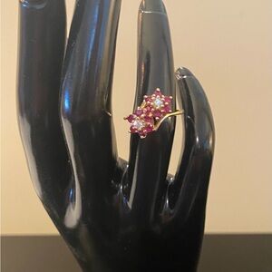 Real Ruby and Clear Stone Ring